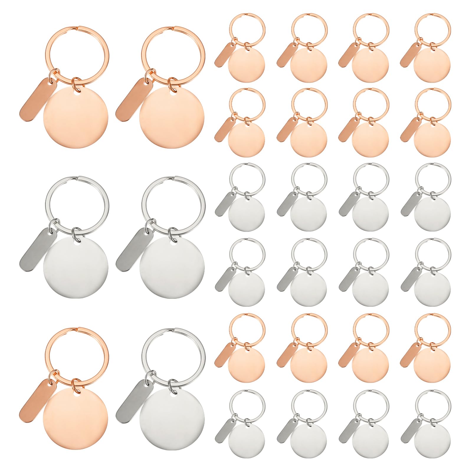 Plaquettes vierges pour porte-clés PATIKIL en acier inoxydable poli or rose satiné