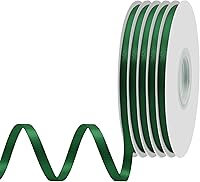 Vista 231 de Cinta de satén rosa polvoriento de doble cara, 3/8 pulgadas x 50 yardas, cintas de poliéster rosa polvoriento para envolver regalos, cinta de tela