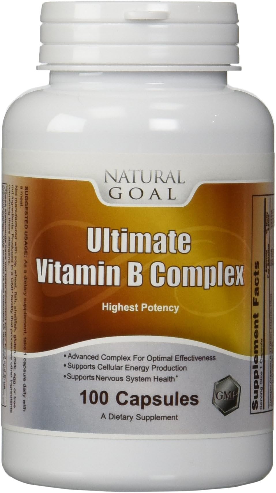 Ultimate Vitamin B Complex (High Potency) - 100 Caps - Boost Metabolism, Nervous System, Cell Production, Mood and Energy - Better Liver, Hair, Skin and Nails - Contains B1, B2, B3, B6, B12 and More