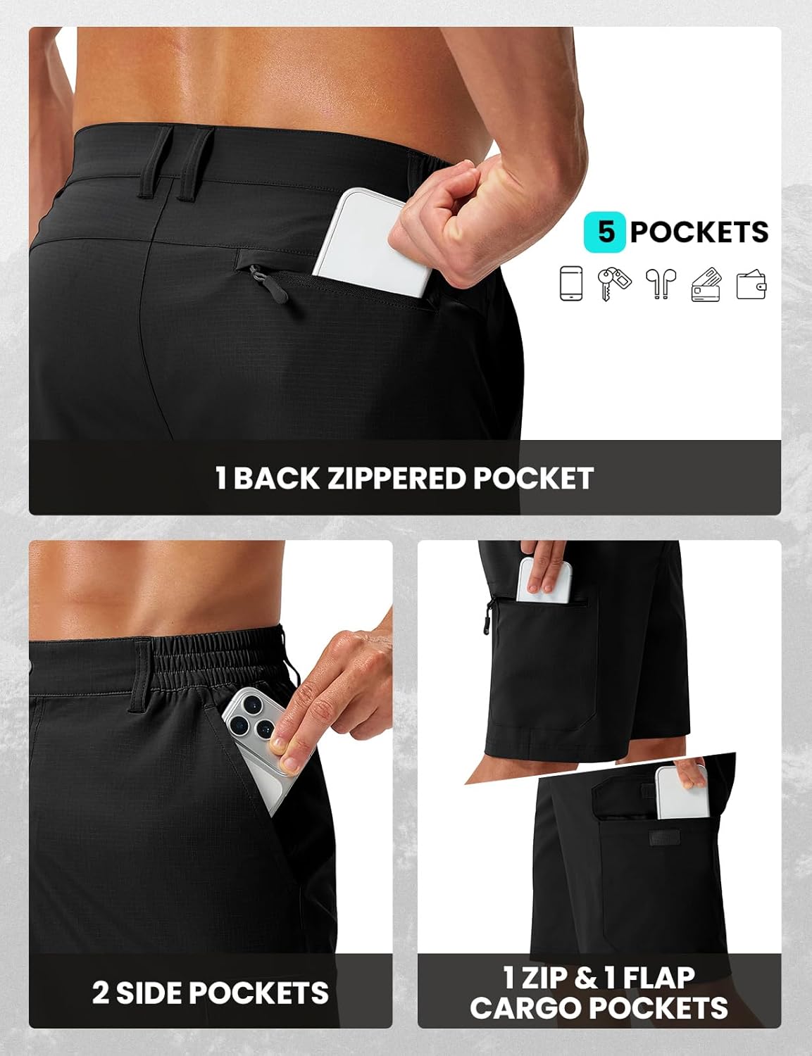TBMPOY Men's Hiking Cargo Shorts 9" Water Resistant Lightweight Outdoor Casual Shorts for Golf Fishing with 5 Pockets