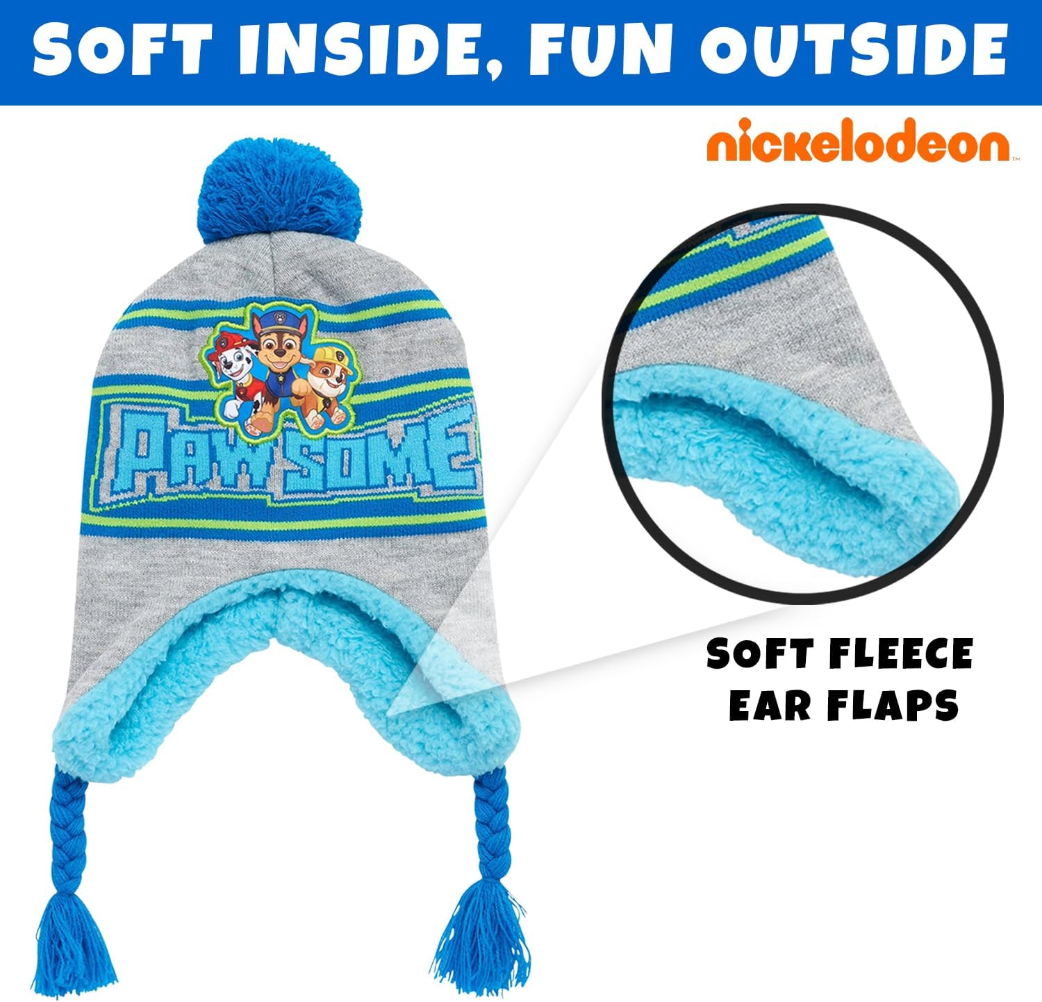Nickelodeon Boys' Paw Patrol Winter Hat Set - 3 Piece Beanie, Gloves or Mittens, and Scarf (2-7)