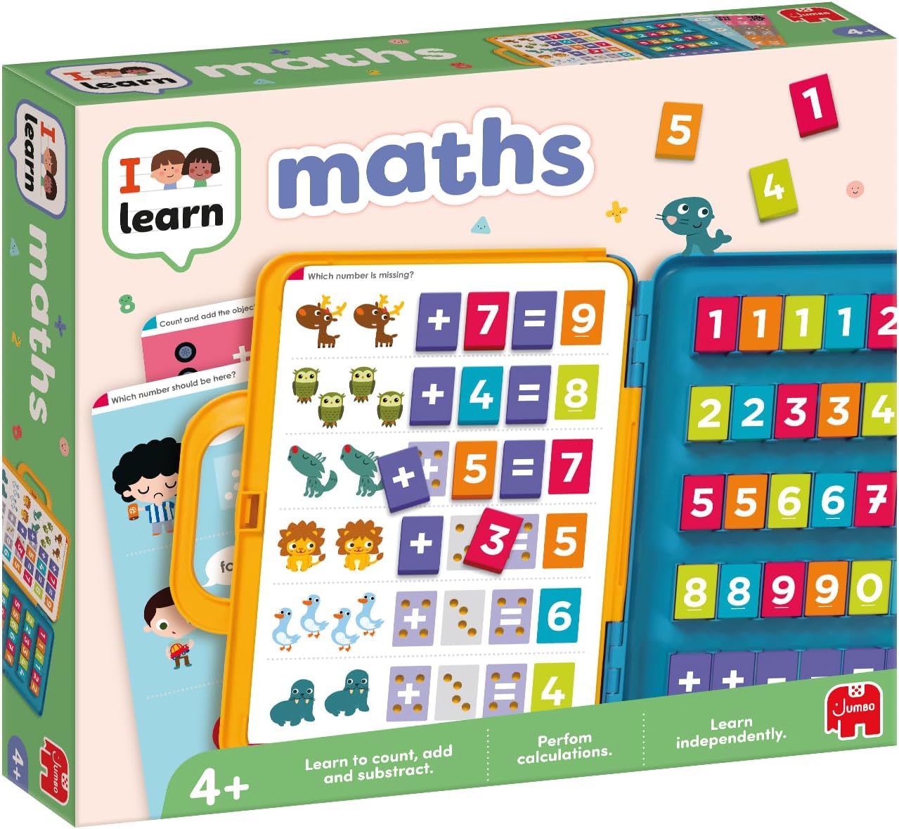 Jumbo I Learn Maths - Fun Educational Toys & Learning Game for Kids, Preschool Learning Resources, Childrens Counting & Times Tables Exercises - Count, Subtract, Add and Multiply - Ages 4 Years Plus