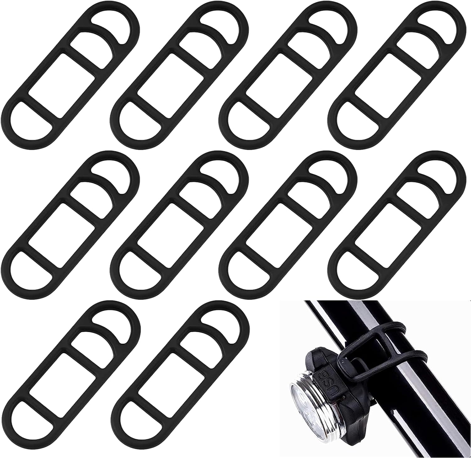 4pcs /packs High Strength Silicone Phone Cycling Torch Flashlight Holder Bike Bicycle Light Straps Flexible Light Holder Mount