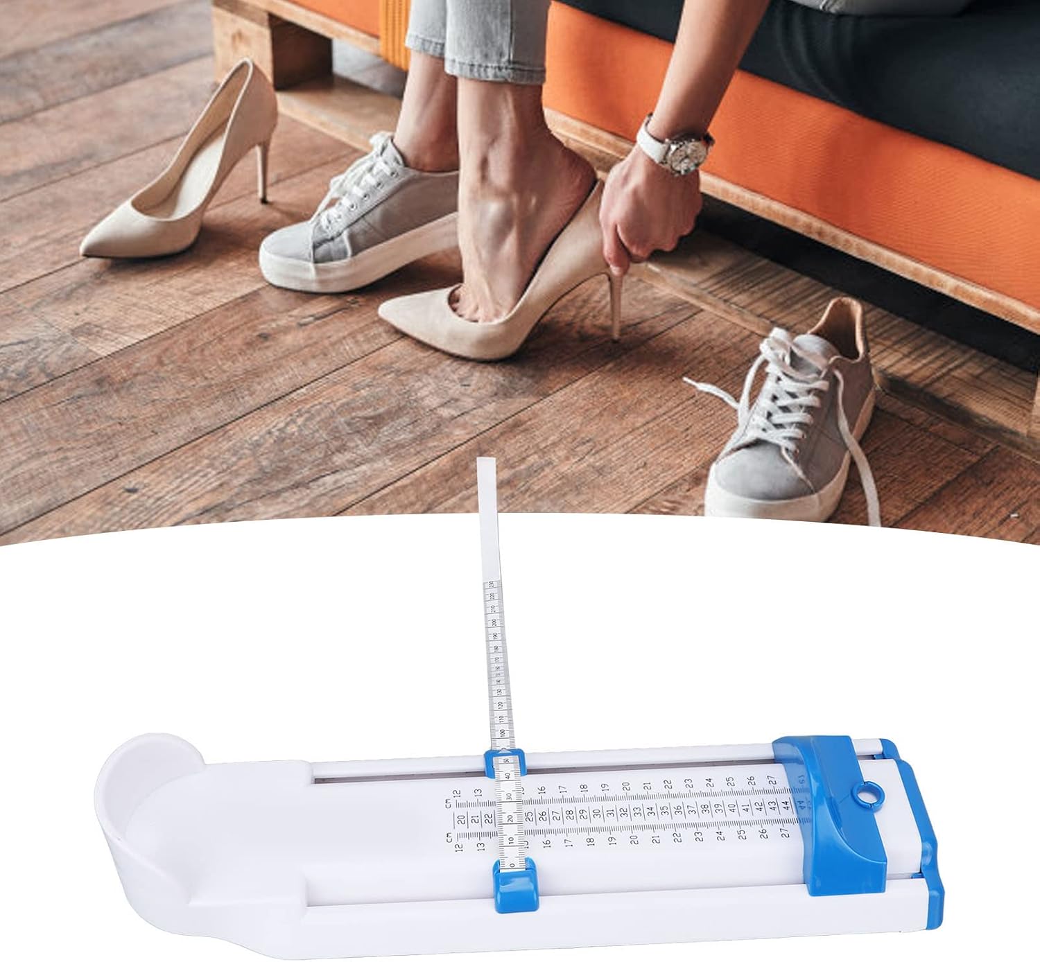 Pilipane Adult Feet Measuring Sizer High Accuracy Portable Foot Measuring Device for Home Shoe Size Measurement Plastic Lightweight Durable