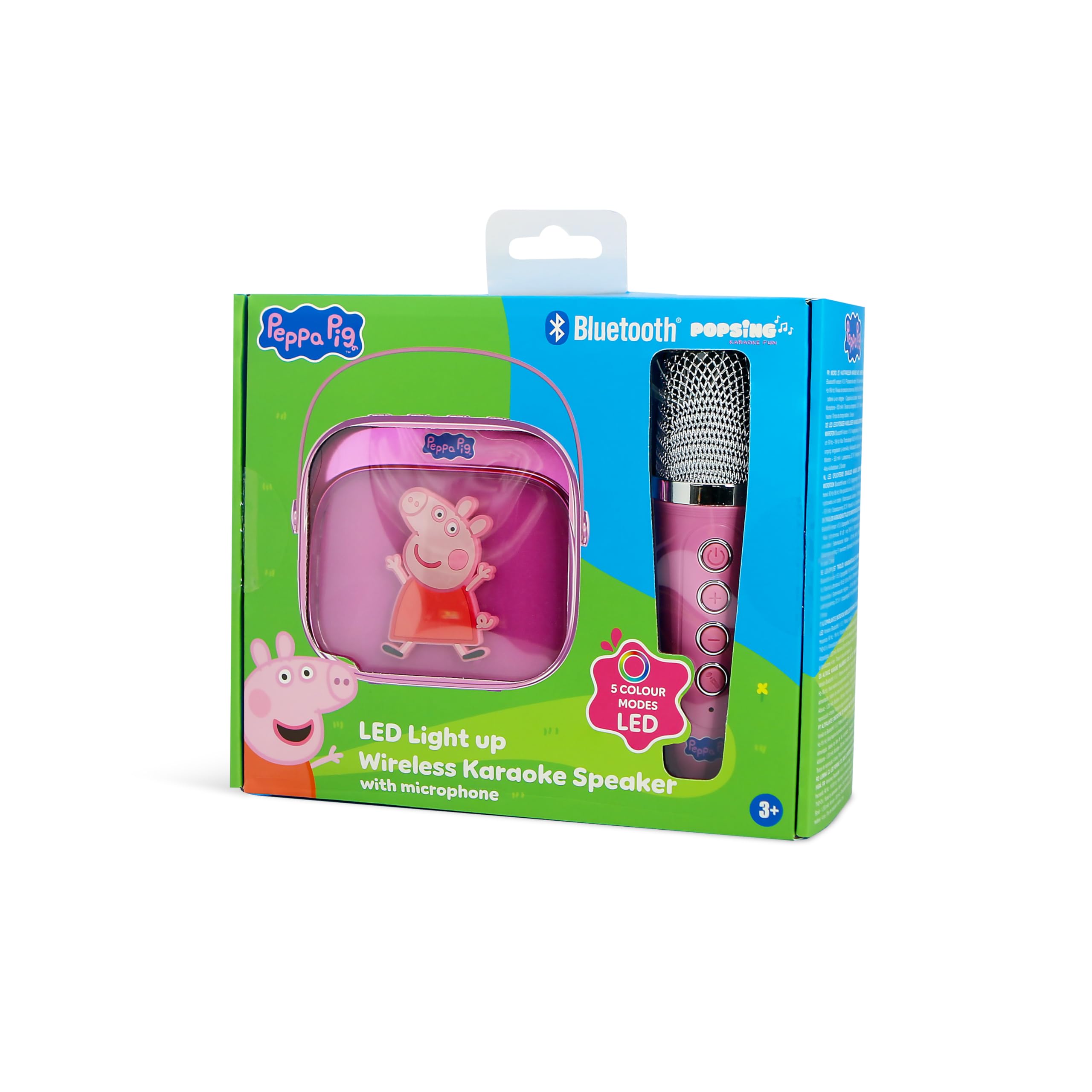 Peppa Pig Popsing LED Light up bezprzewodowy głośnik do karaoke z mikrofonem