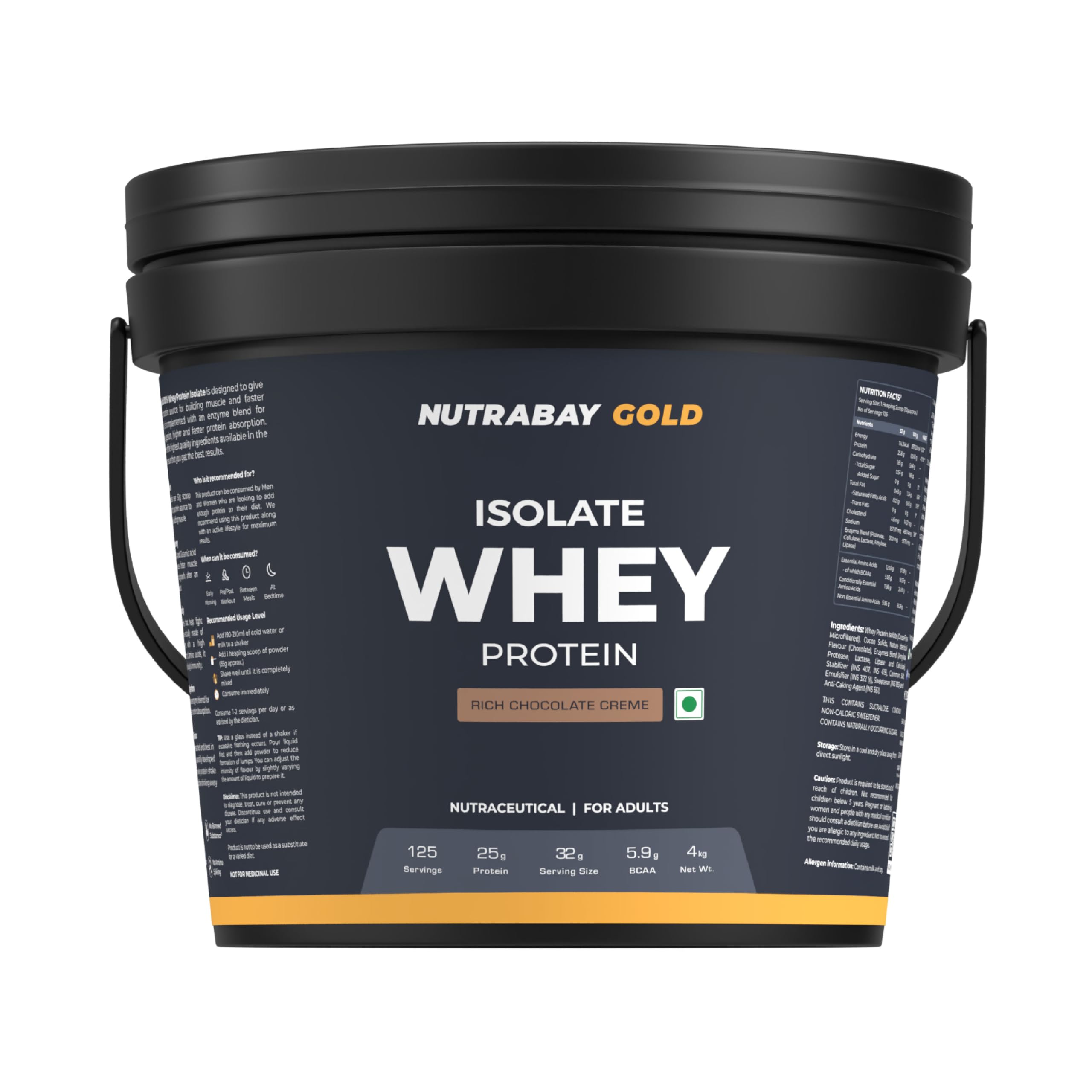 Nutrabay Gold Whey Protein Isolate Powder - 4 kg, Rich Chocolate Creme | 25g Protein, 5.9g BCAA | Easy to Digest | NABL Lab Tested | Muscle Growth & Recovery | Rich in Glutamic Acid | For Men & Women-image-31