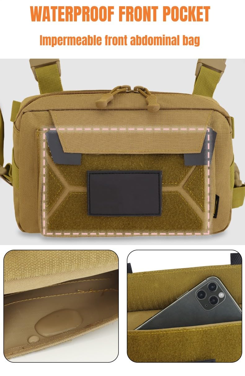 Sac Tactique De Poitrine Azarxis – Polyester Résistant, 26,5x18,5x5 Cm, Réglable, Compartiments Multiples – Pour Randonnée, Vélo, Chasse