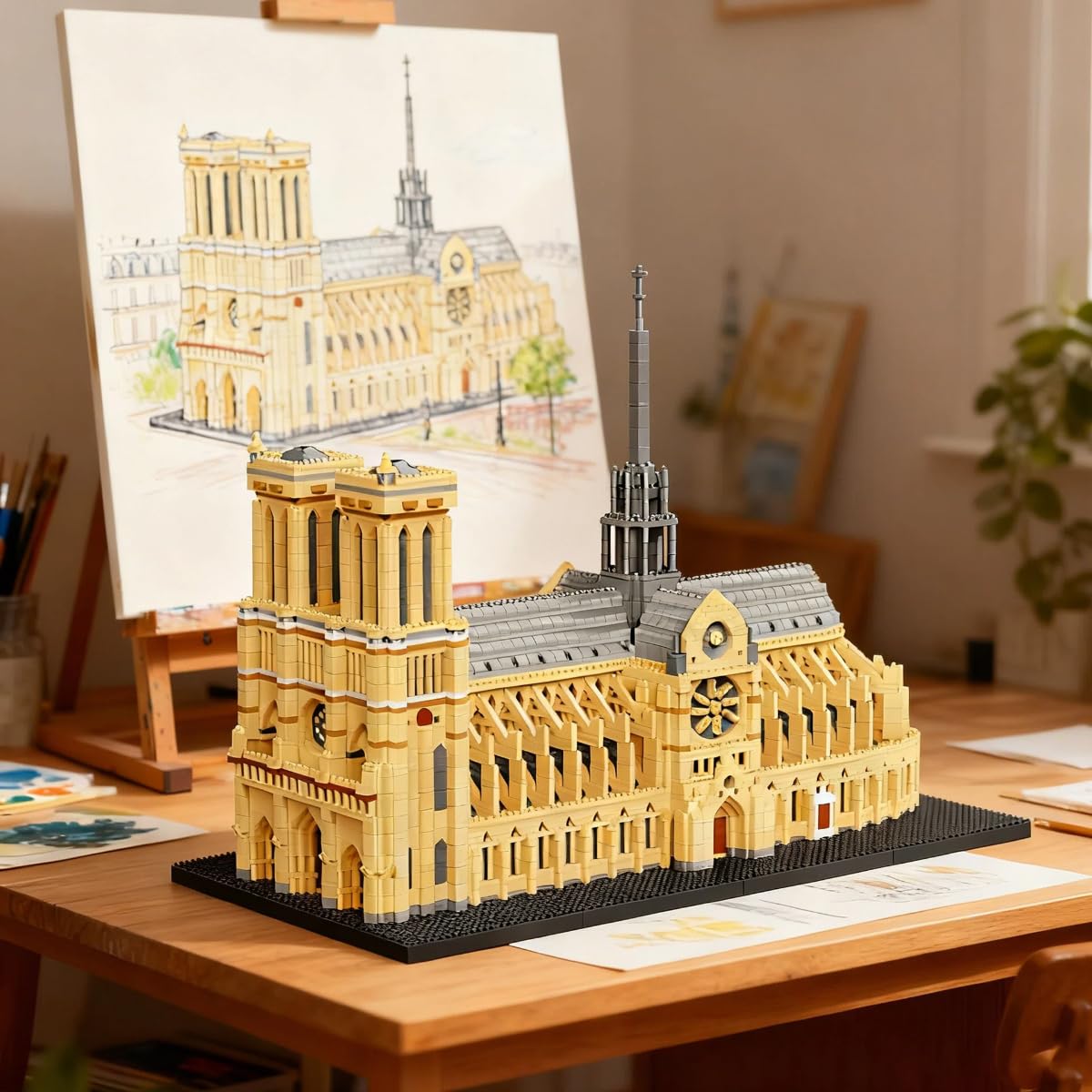 Notre Dame de Paris Bausteine Bausatz, Gedenk Architektur Modellbausatz, Weltberühmter Wahrzeichen Architektur Haus Bauklötze, Modular Haus Modell Kit für Erwachsene
