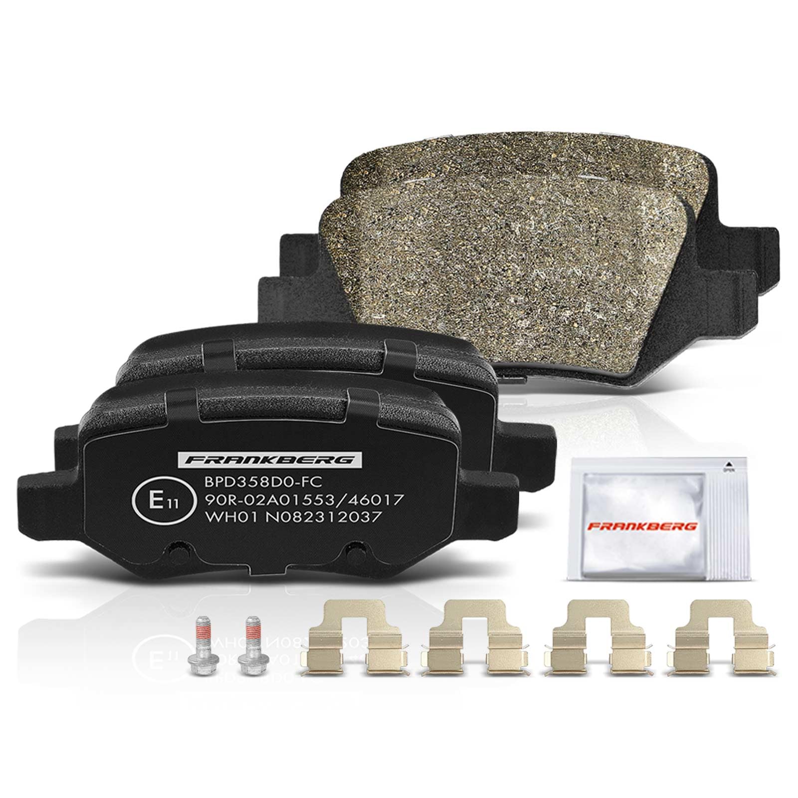 Frankberg 2 discos de freno + 4 pastillas de freno con lubricante de freno trasero izquierdo y derecho. Compatible con Clase A W169 A150-A200 2004-2012 Clase B W245 B150-B200 2005-2011 Replace#