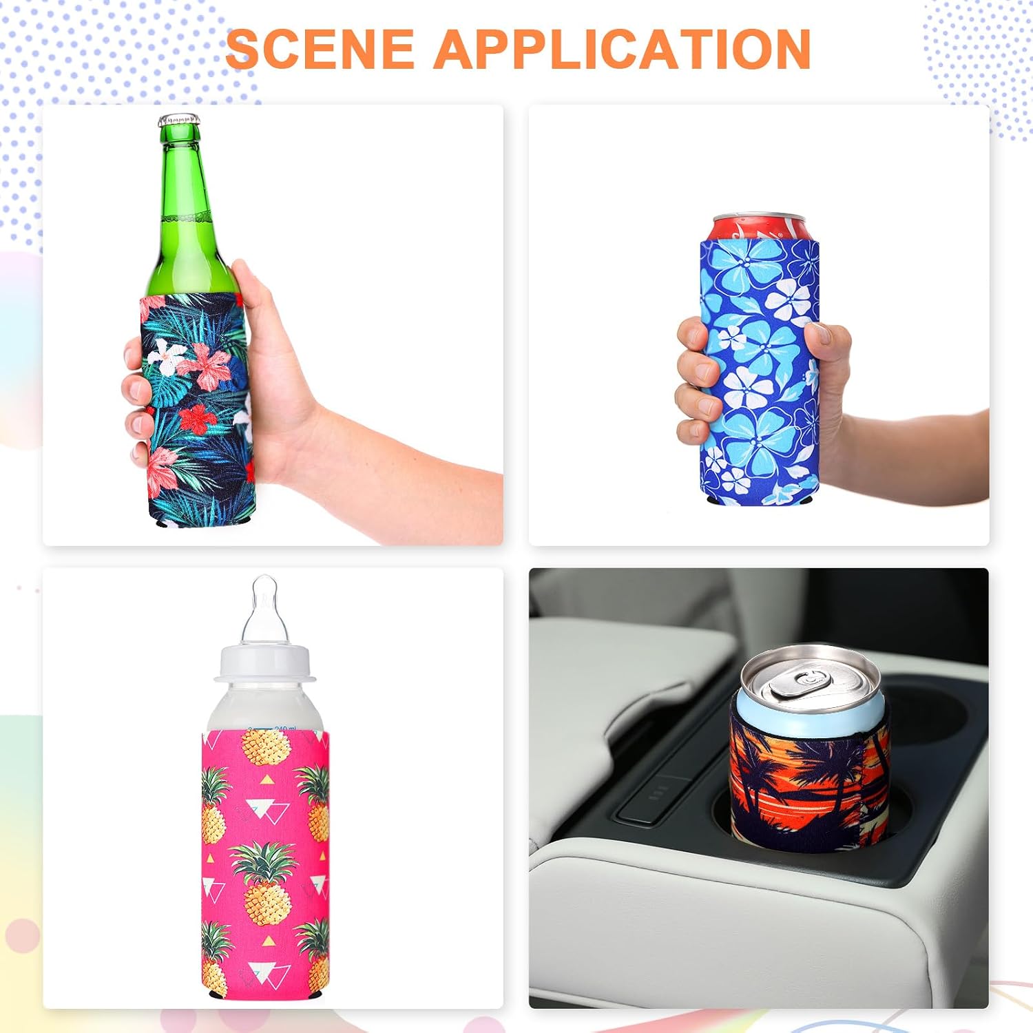 BBTO 12 Count 12 oz Slim Can Coolers Sleeves Reusable,