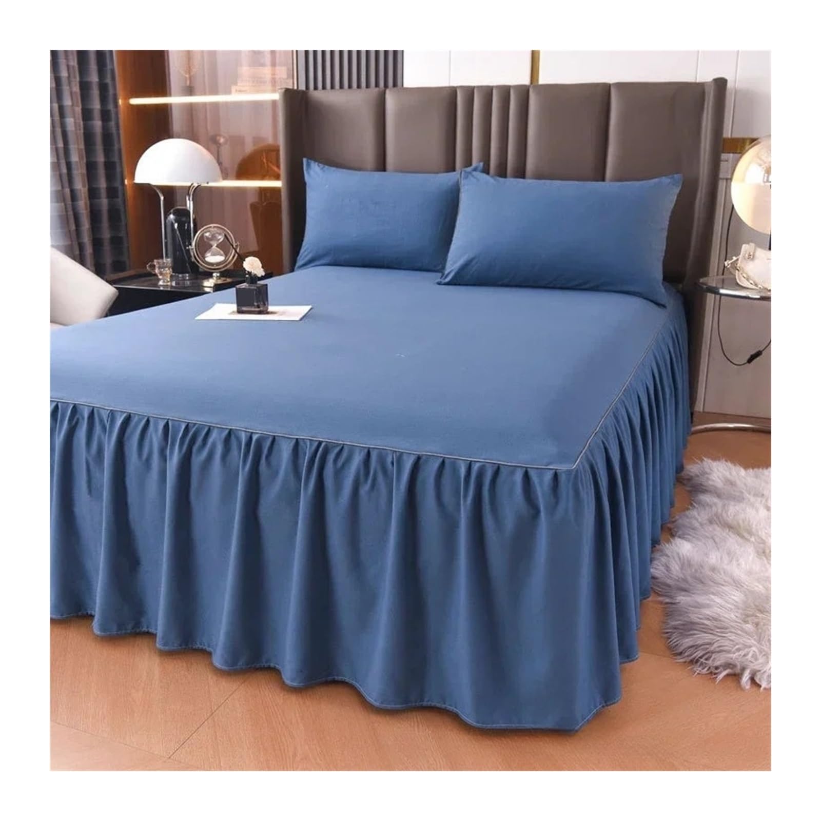 EJvkrbtx Ruffle Wrap Bedspread Bed Skirt Multicolor Multiple Sizes(Blue1,1PC 150x200cm skirt)