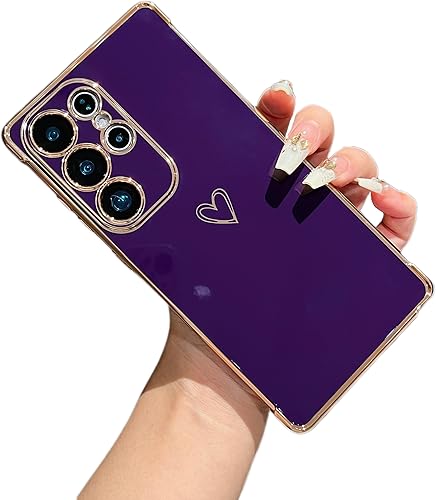 Vista 22 de ZTOFERA Funda diseñada para Samsung Galaxy A13 5G/Galaxy A04S, bonito borde chapado con patrón de corazones de amor con protección para lente
