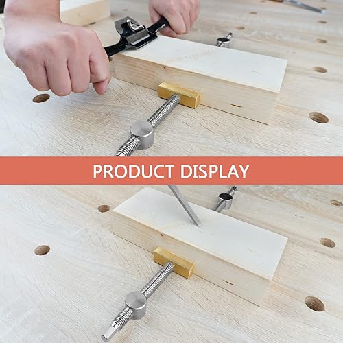 Miniatura 5 de 2 Pack Bench Dog Clamps - 34 Inch Stainless Steel & Brass Workbench Clamps for Woodworking, Adjustable Bench Dogs with Easy-to-Use Ratchet Wrench