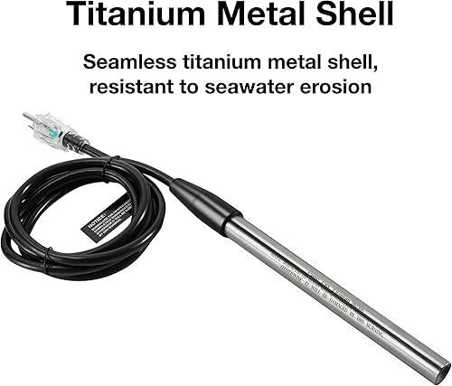 Miniatura 4 de GRILLME Calentador de agua de inmersión eléctrico portátil de titanio de 1500 W, calentador de agua de cubo, calentador de agua de mar para pecera,