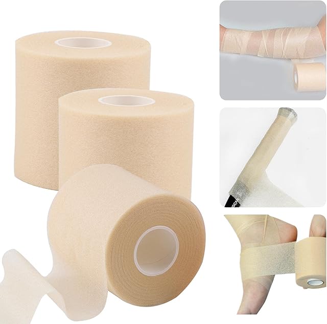 Soft Foam Underwrap 3 Rolls 7cm*27.5m Muscle Support Tape Sports Pre Activity Wrap Non-Adhesive Protective Foam Wrap Hand Support Tape Golf Tape Weight Lifting Tape for Sports Protection (Skin)