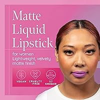 Vista 2 de Aromi Lápiz labial líquido mate Color de labio lila para mujeres, de larga duración, tono brillante rosado púrpura, vegano (Rosa Perivinca)