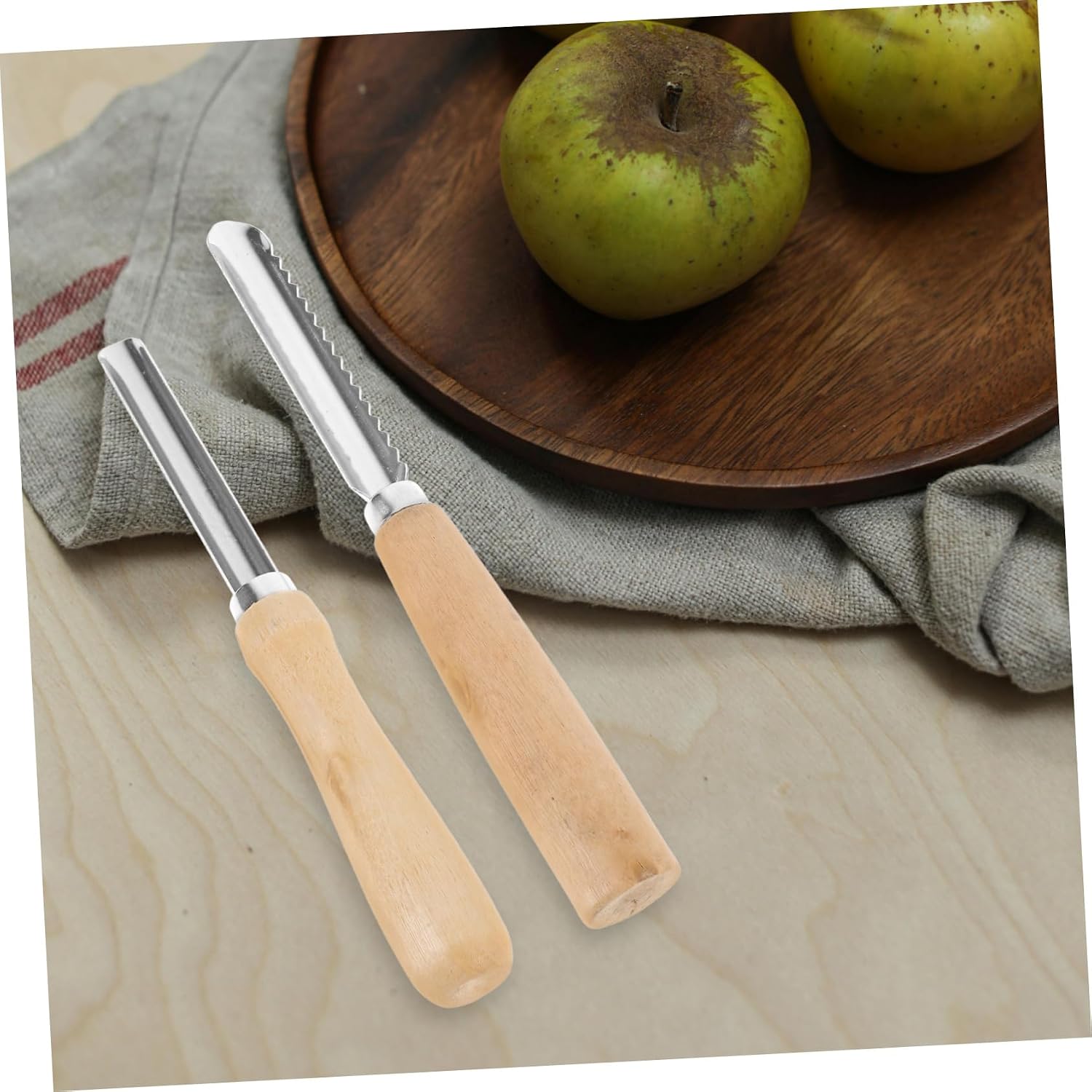 Stainless Steel Fruit Corer Wood Handle Vegetable Pitter 2pcs