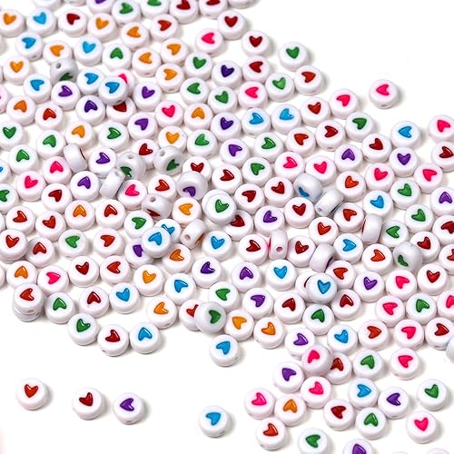 Miniatura 4 de Melius 500 cuentas acrílicas de corazón para pulseras, joyería, manualidades (4 x 7 redondas, color mixto)