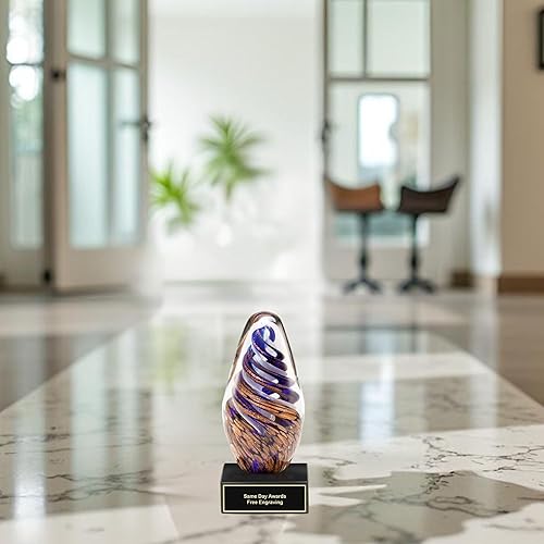 Miniatura 10 de Premio de trofeo de cristal de gota de lluvia y lágrima (7 a 10 pulgadas), grabado incluido (gota morada de 7 pulgadas)