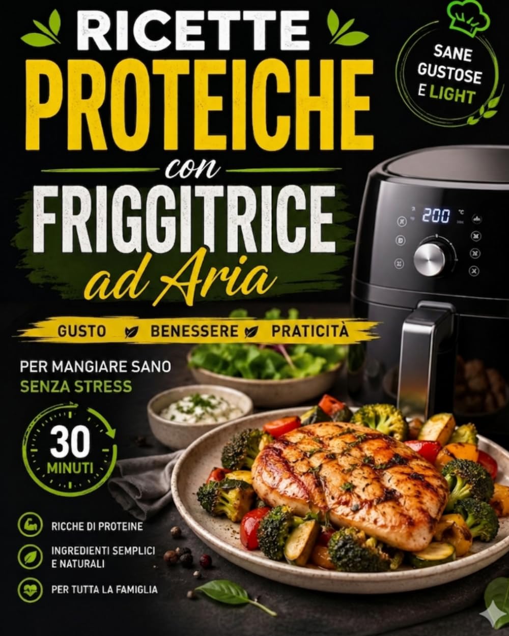 Ricette Proteiche con Friggitrice ad Aria: Piatti Facili e Veloci Pronti in 30 Minuti per Mangiare Sano Senza Stress (Ricette Proteiche Facili e veloci: ricette Pronte in 30 Minuti)