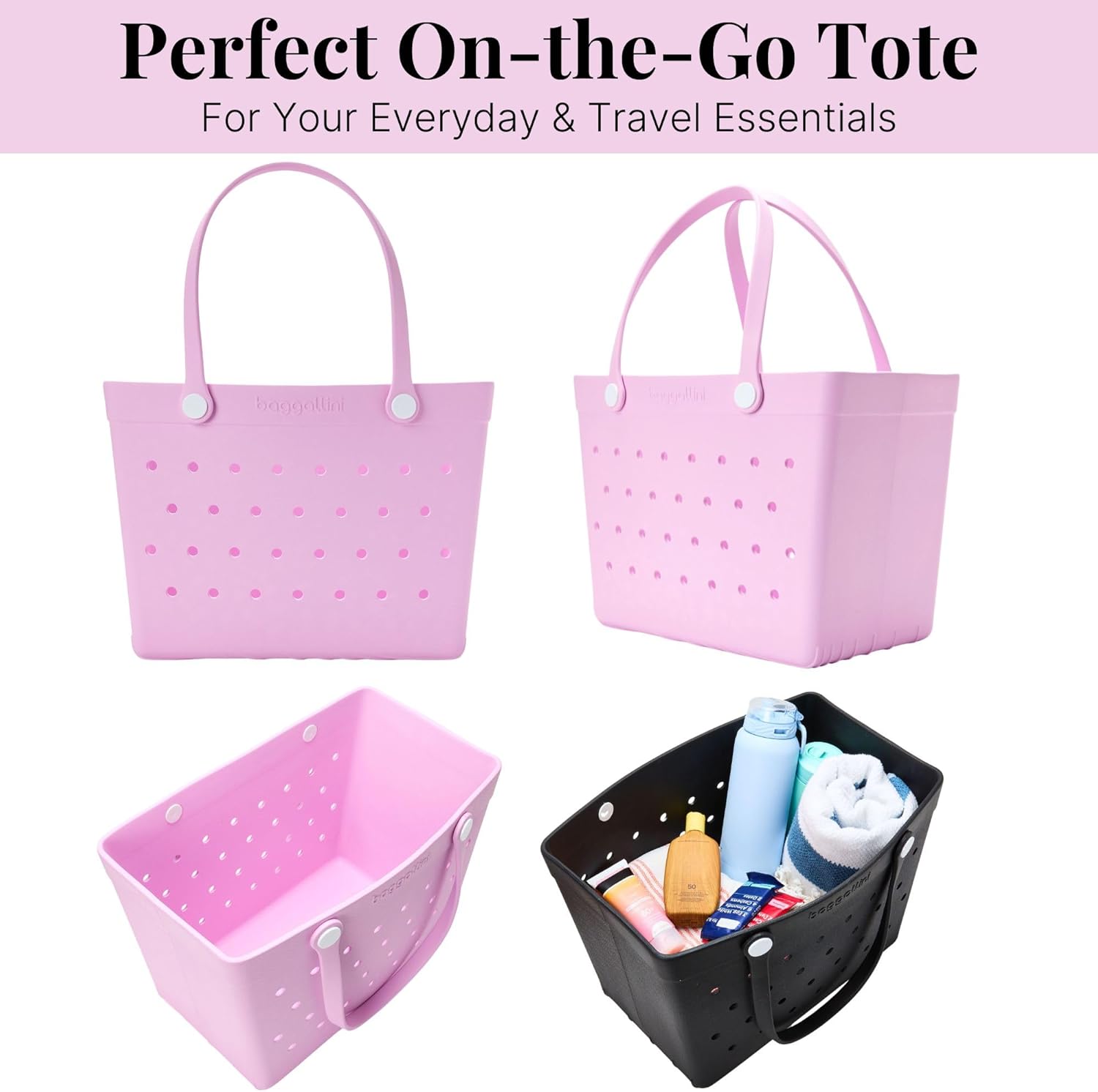 Baggallini Breeze Tote - 9"x18" Lightweight Washable Shoulder Bag - EVA Durable Beach Bag - Image 5