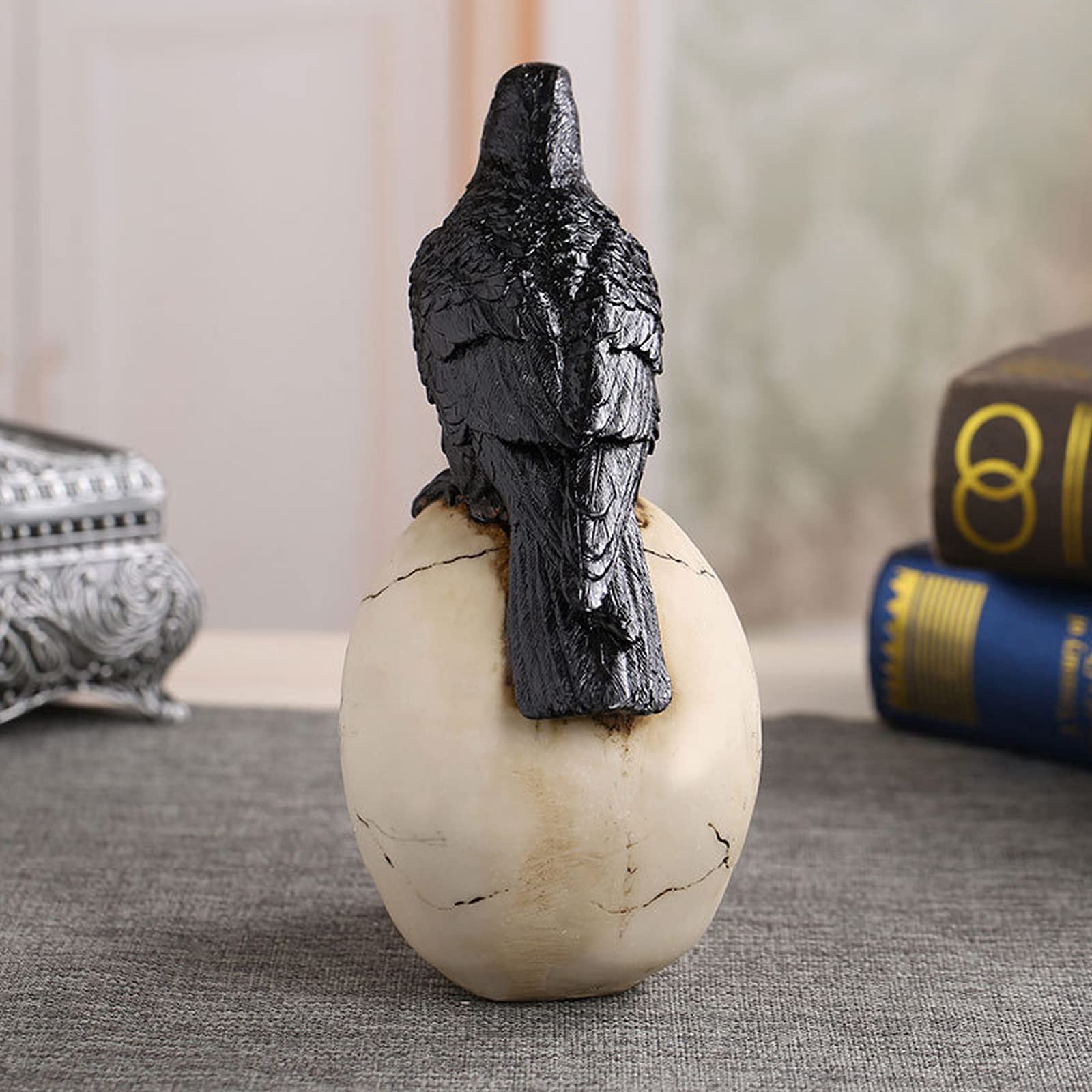 Cráneo Personaje Gótico Diseño Humano Cráneo Y Cuervo Significa Muerte Mejor Simulación Srequizise Resina Decoración para Halloween,10 * 15 * 21cm