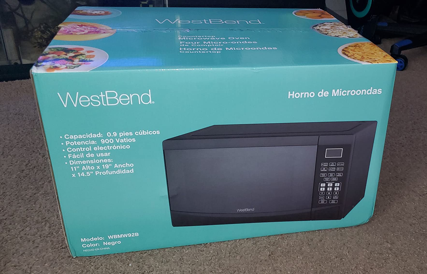 15/mo Finance West Bend WBMW92S Microwave Oven 900Watts Compact with 6 Pre Cooking Settings