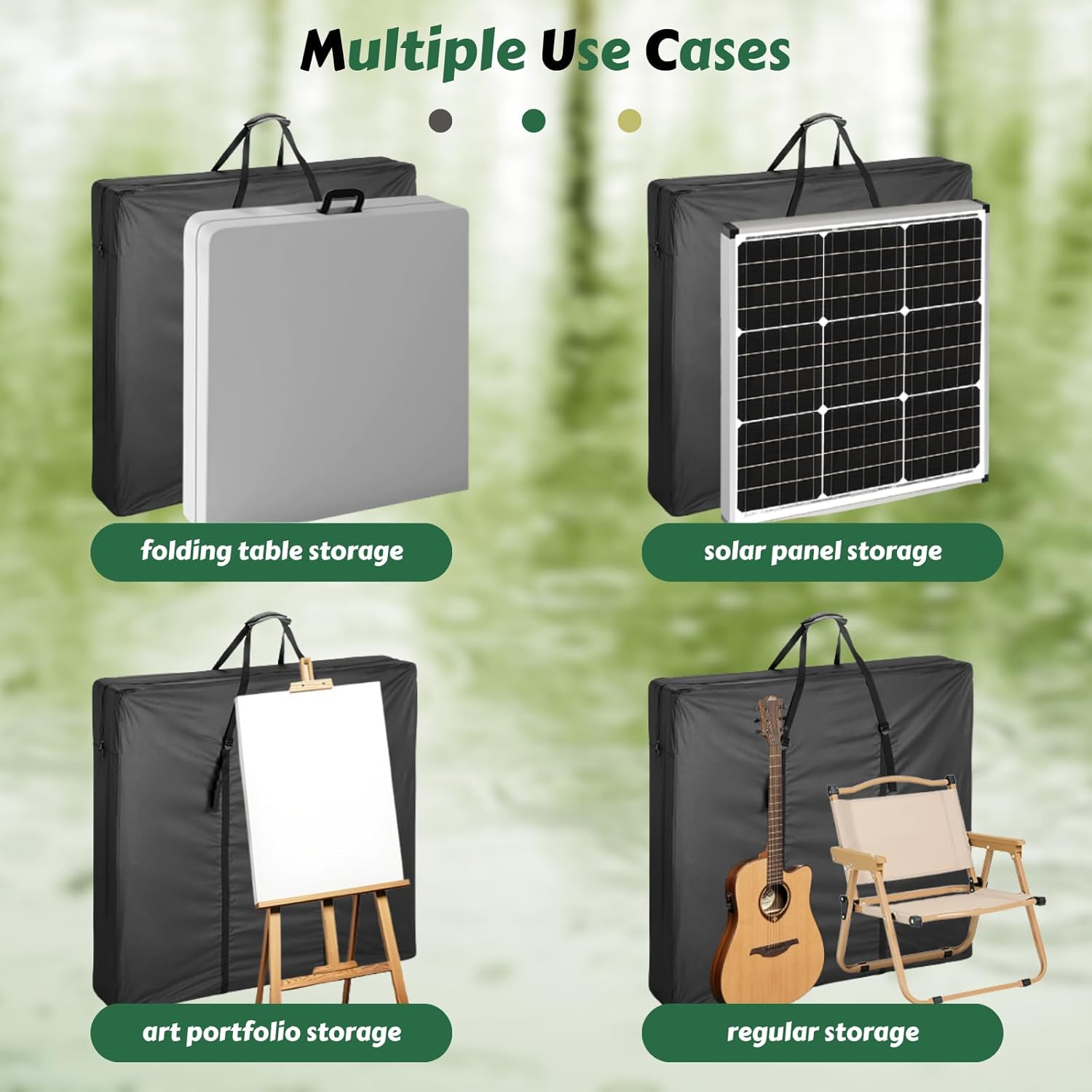 Solar Panel Storage Bag, Padded Travel Carrying Case Fits Renogy 100W 12V Solar Panel, Heavy Duty Waterproof Storage Bag for 2 Panels - Black, 44 x 21 x 3.9 Inch
