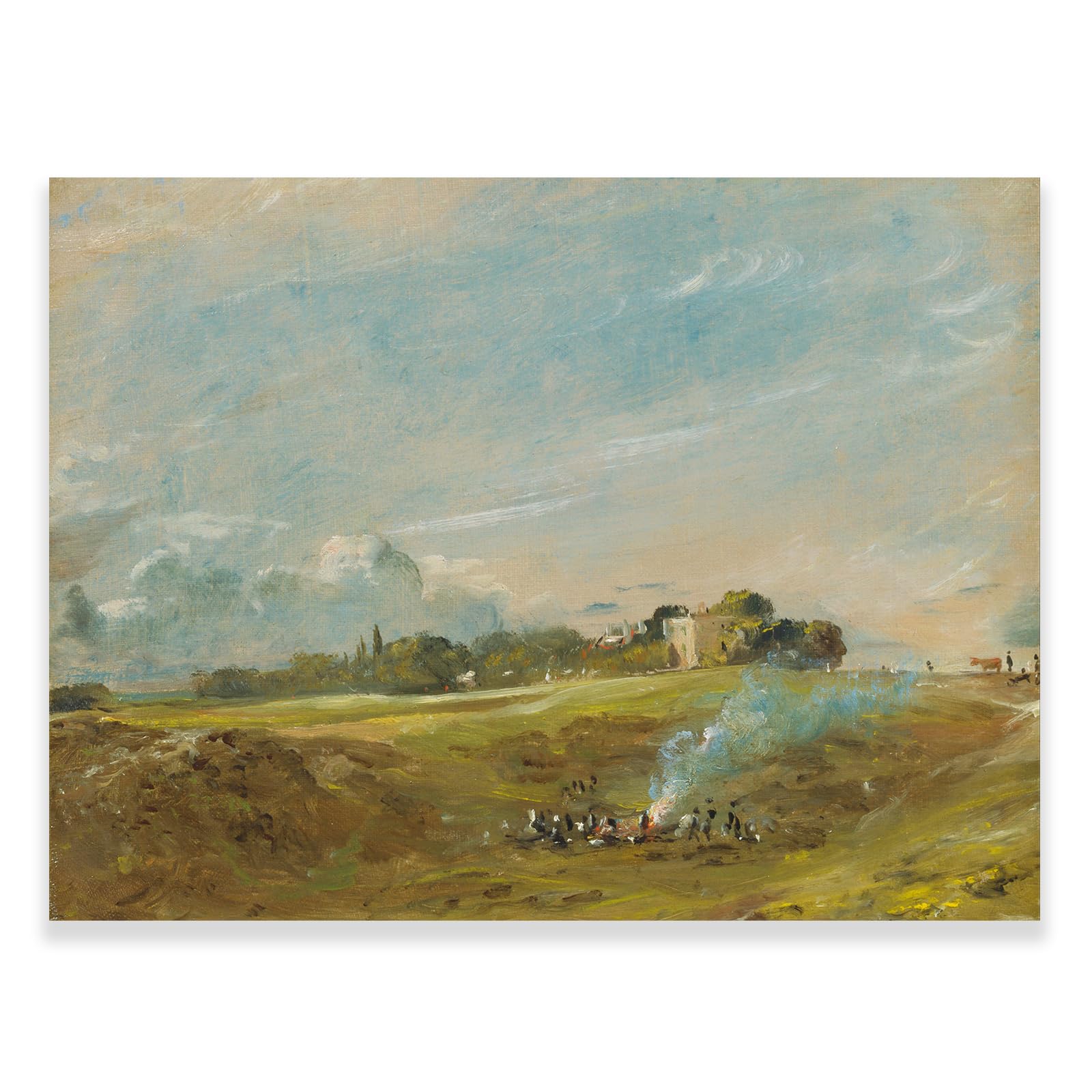 KWAY John Constable Prints-Hampstead Heath with a Bonfire Poster-Landscape Painting-Fine Art Oil Paintings for Home School Classroom Unfamed (Hampstead Heath with a Bonfire,12x16in/30x40cm