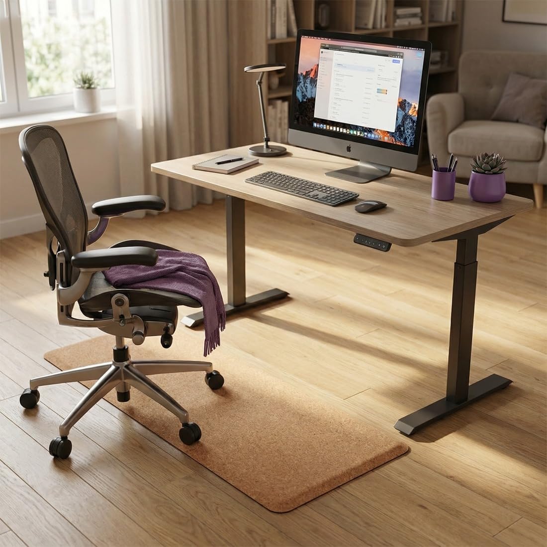 Spacetronik Anti Ermüdungsmatte Büro Kork 120x45 cm, Ergonomische Stehmatte | Schreibtisch für Arbeitsplatz, 15 mm Arbeitsplatzmatte rutschfest, gepolsterte Komfortmatte mit abgerundeten Kanten