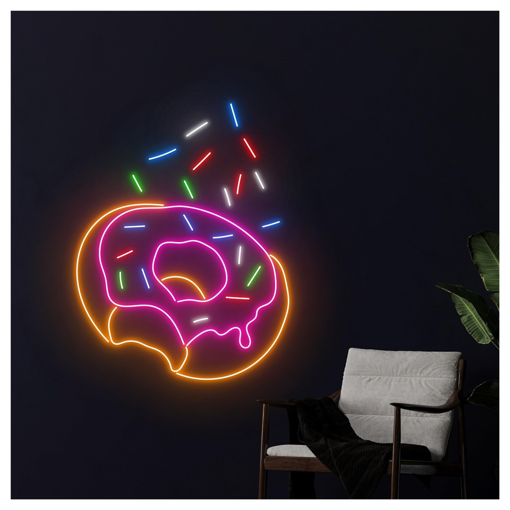 Decoración Lámparas Letrero De Neón Con Diseño De Donuts Espolvoreados Luz LED Regulable Para Postres Panaderías Repostería Cocinas Supermercados Decoración De Pared 63cm