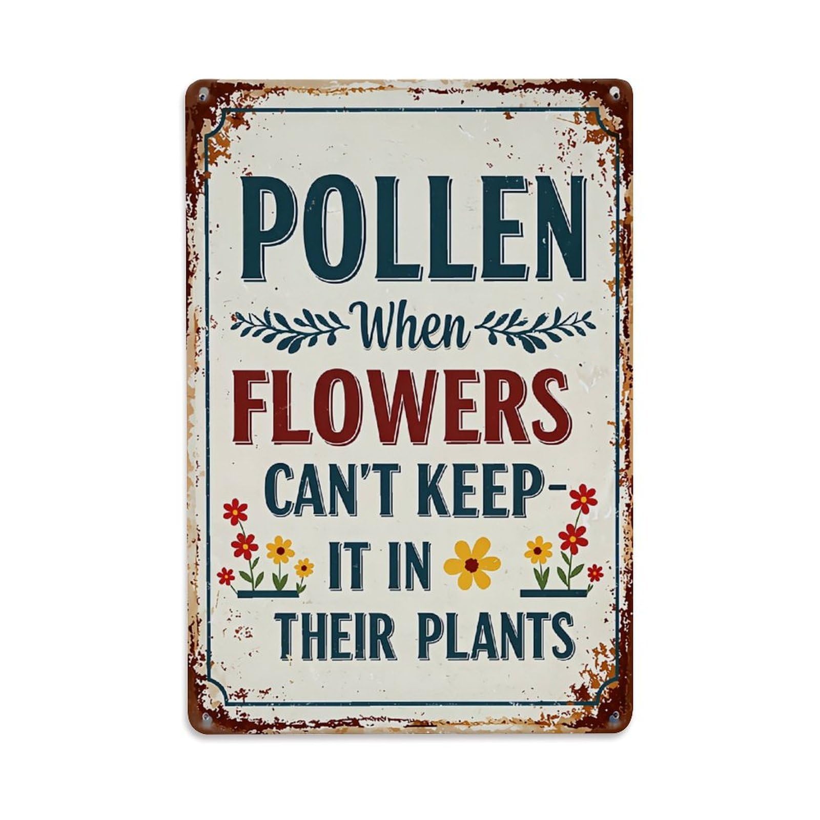 Jdfenggu Vintage Pollen When Flowers Cant Keep Retro Metal Tin Sign, Metal Poster For Bar, Home, Man Cave, Kitchen, Laundry Room Art Decor 8X12 Inch