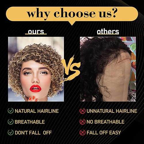 Miniatura 7 de Pelucas de cabello humano corto y rizado para mujeres negras, de 8 pulgadas, peluca de cabello humano brasileño brasileño ondulado profundo, parte