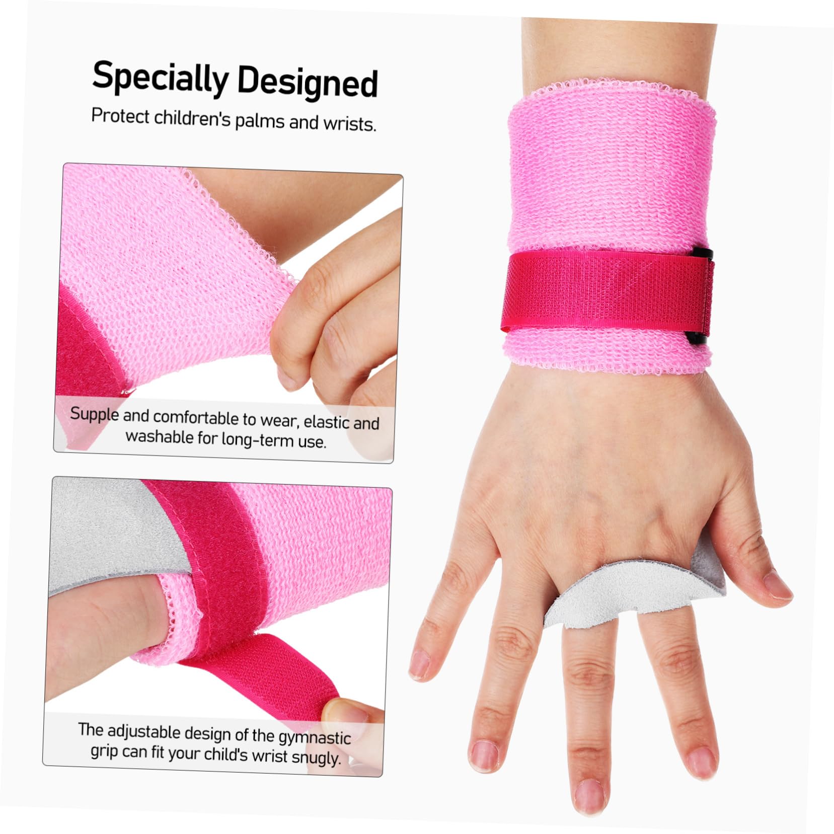 BCOATH Adjustable Gymnastics Wristbands Palm Protection Elastic Hand Grips Perfect for Kids' Workout