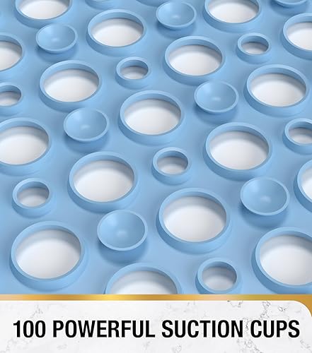 Miniatura 3 de HITSLAM Tapete de ducha antideslizante, 21 x 21 pulgadas, cuadrado para bañera, antideslizante, con ventosas y agujeros de drenaje, lavable a