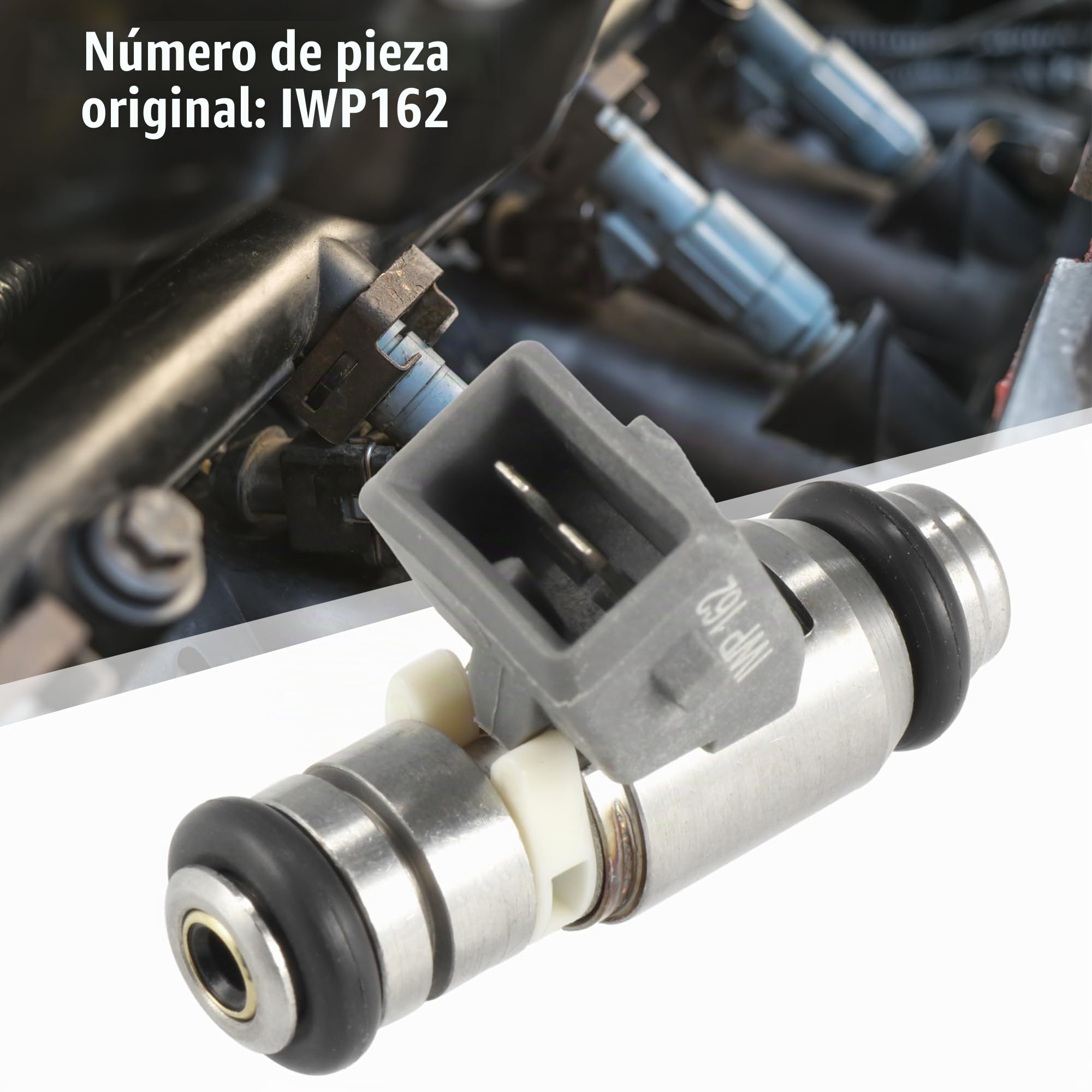 Motoforti Combustible Inyector Para Harley Davidson Softail 2004-2005 1pc | IWP162, Plateado, Gris, Metal Y Plástico, 4.7x3.1cm, DC 12V, 2 Pines, 4 Orificios, Alta Impedancia, Para Aprilia, Moto