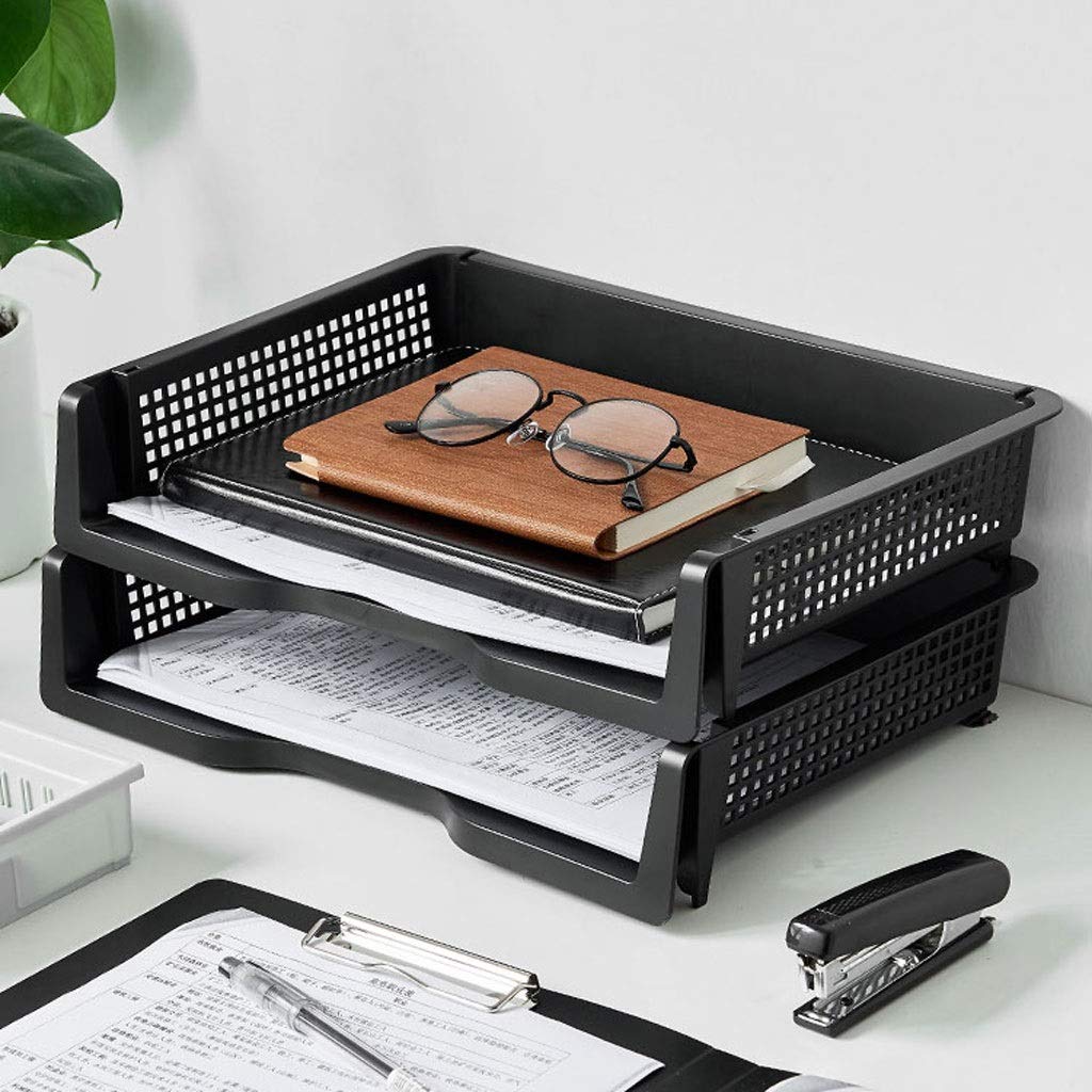 Stapelbare Büro-Briefablagen, Datenbox for den Schreibtisch im Büro, Aktenablage aus Kunststoff, A4-Papieraufbewahrungsbox, multifunktionale Aktenablage, Bürobedarf kann gestapelt werden (3 Packungen)