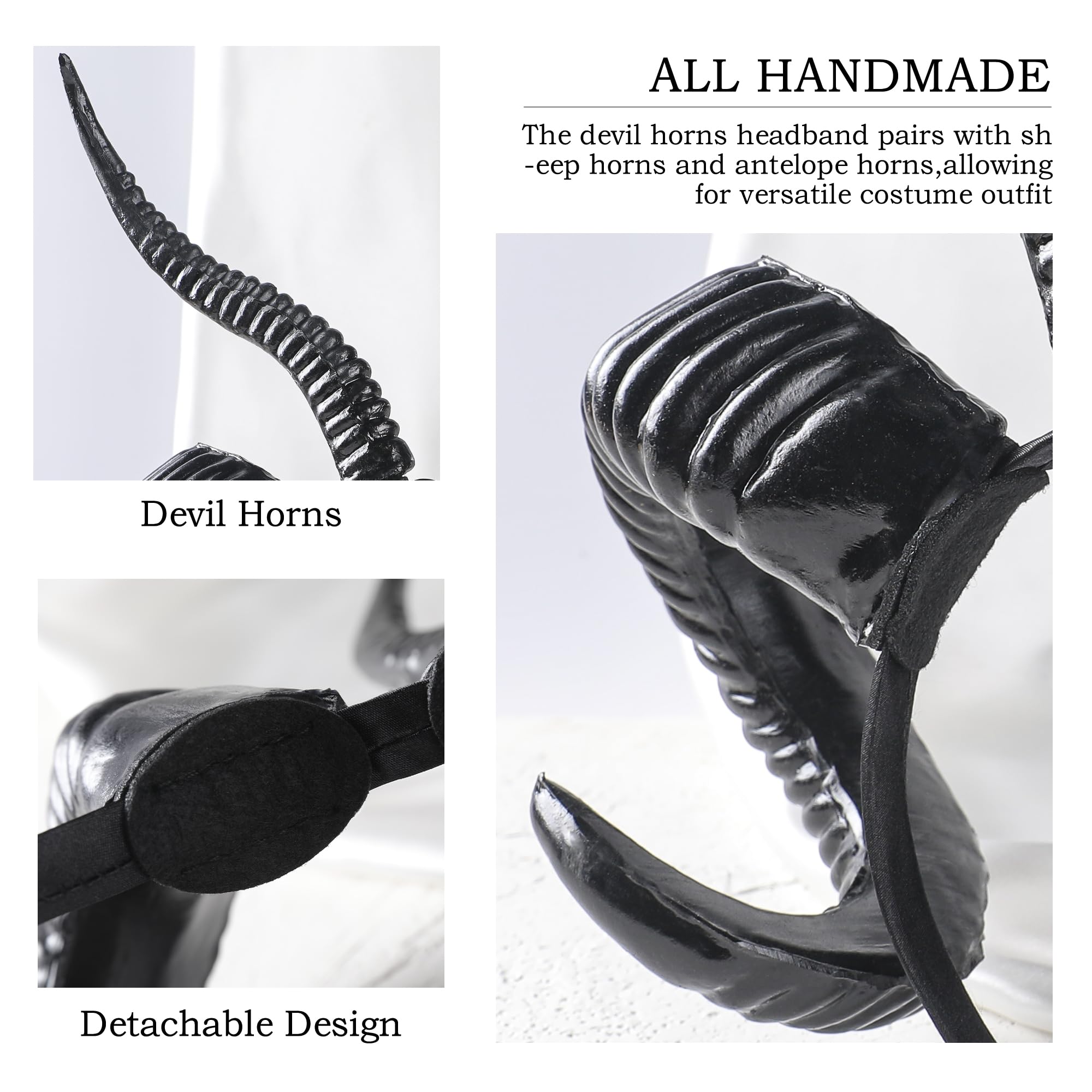 MOSTORY Schaf Teufelshörner Haar Stirnband für Karneval, Schwarz Widder Ziege Horns Kopfbedeckung für Renaissance Wikinger Party Cosplay