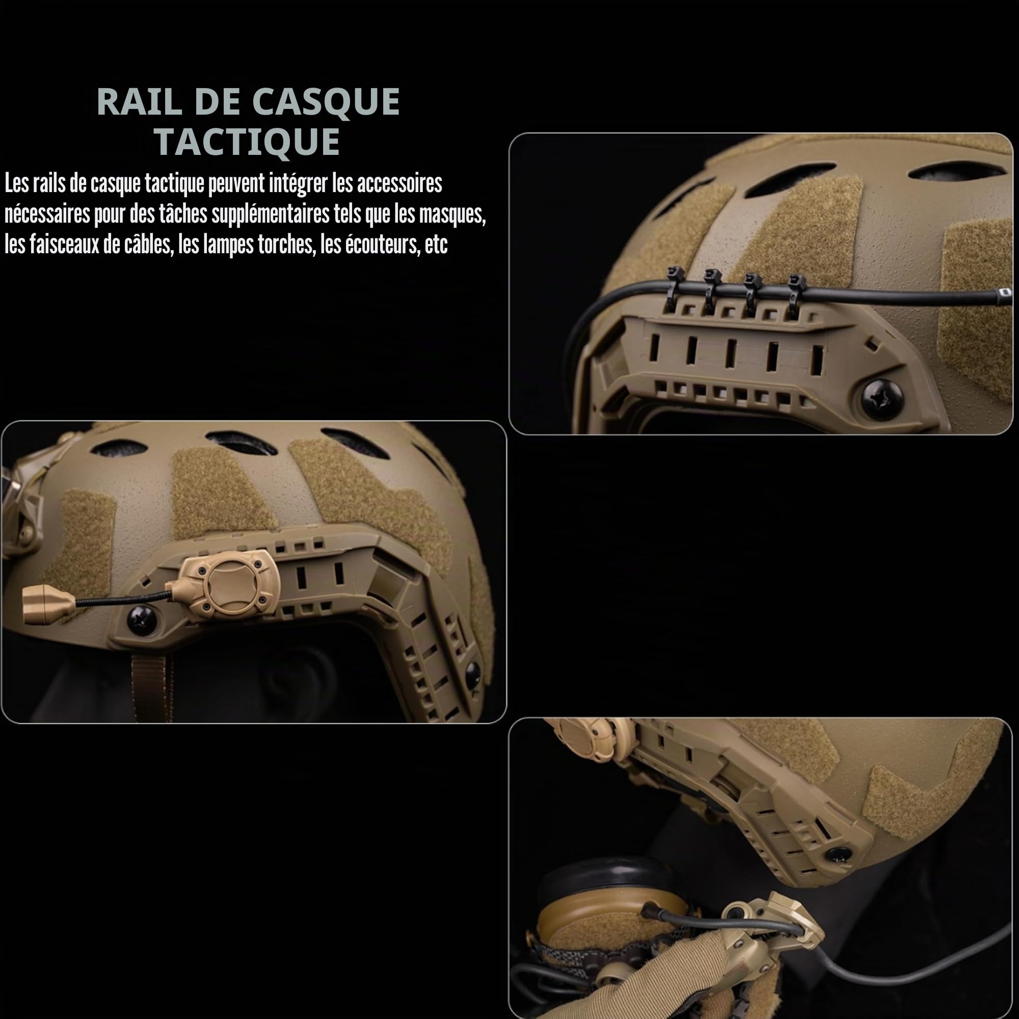 Casque Tactique Fast SF High Cut, Version sablée, Fentes pour Sangles de Casque, Trous de Connexion pour Masque de réserve, Casques Airsoft CS Game