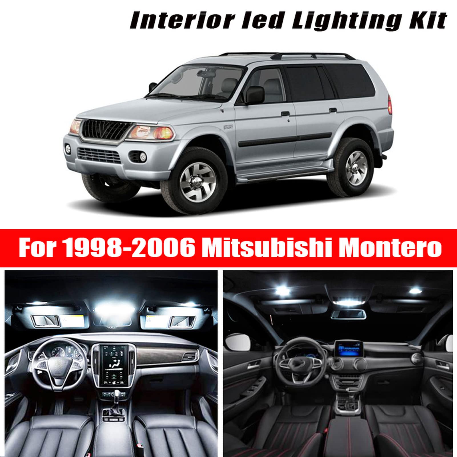 Accessoires de Voiture Blanche Canbus sans Erreur LED lumière intérieure Kit de Lampe de Lecture Carte dôme Licence, pour Mitsubishi Montero1998-2006