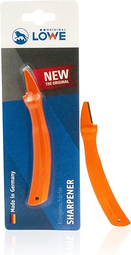 Original LÖWE Afilador de cuchillas - 0022  Afilador para tijeras de jardín e industriales con mango de poliamida para afilar cuchillas  Hecho en