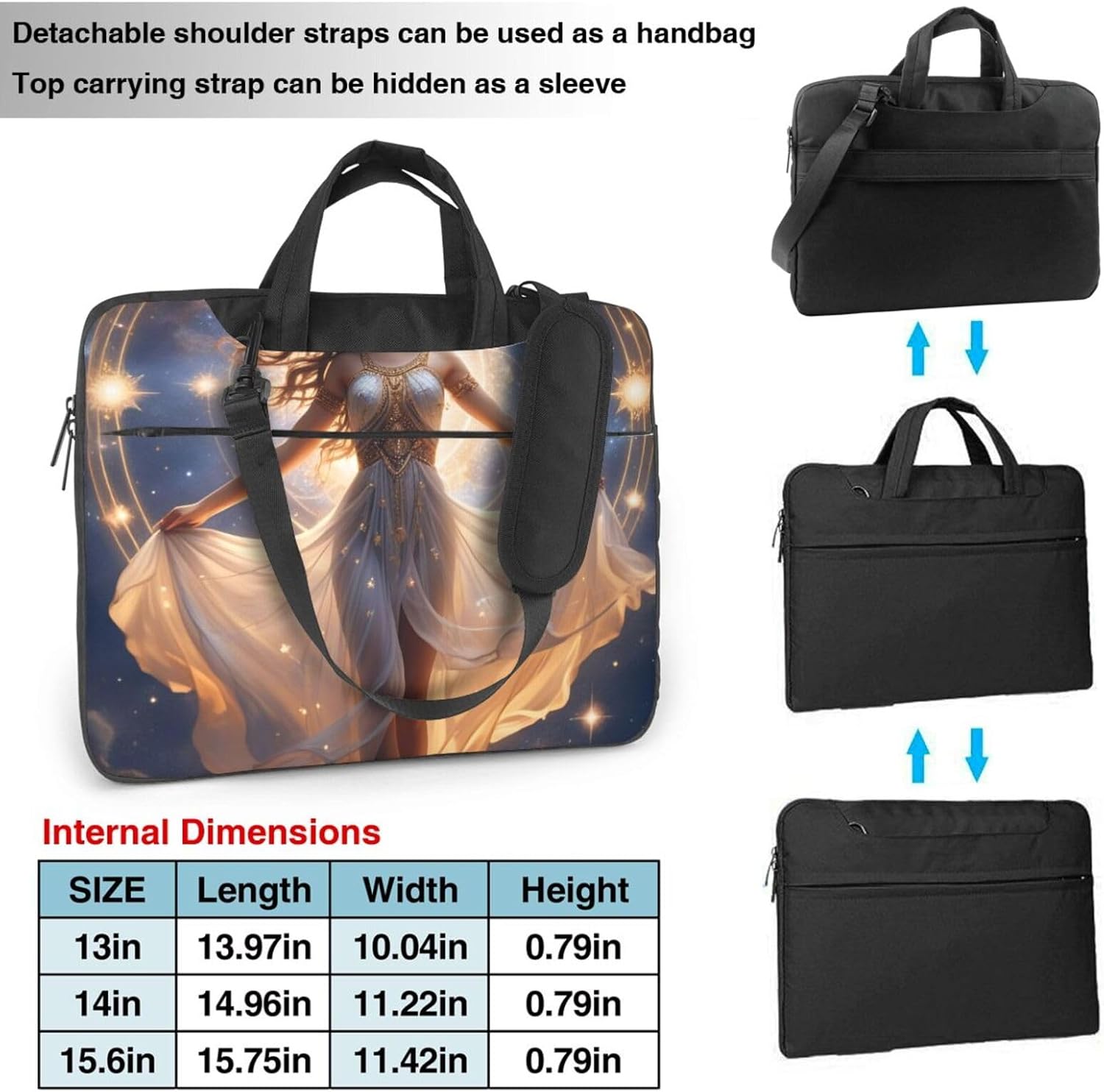 Celestial Dance Print Laptop Bag, 13-15.6 inch Work Tote Briefcase Messenger Bag Gifts for Men Women