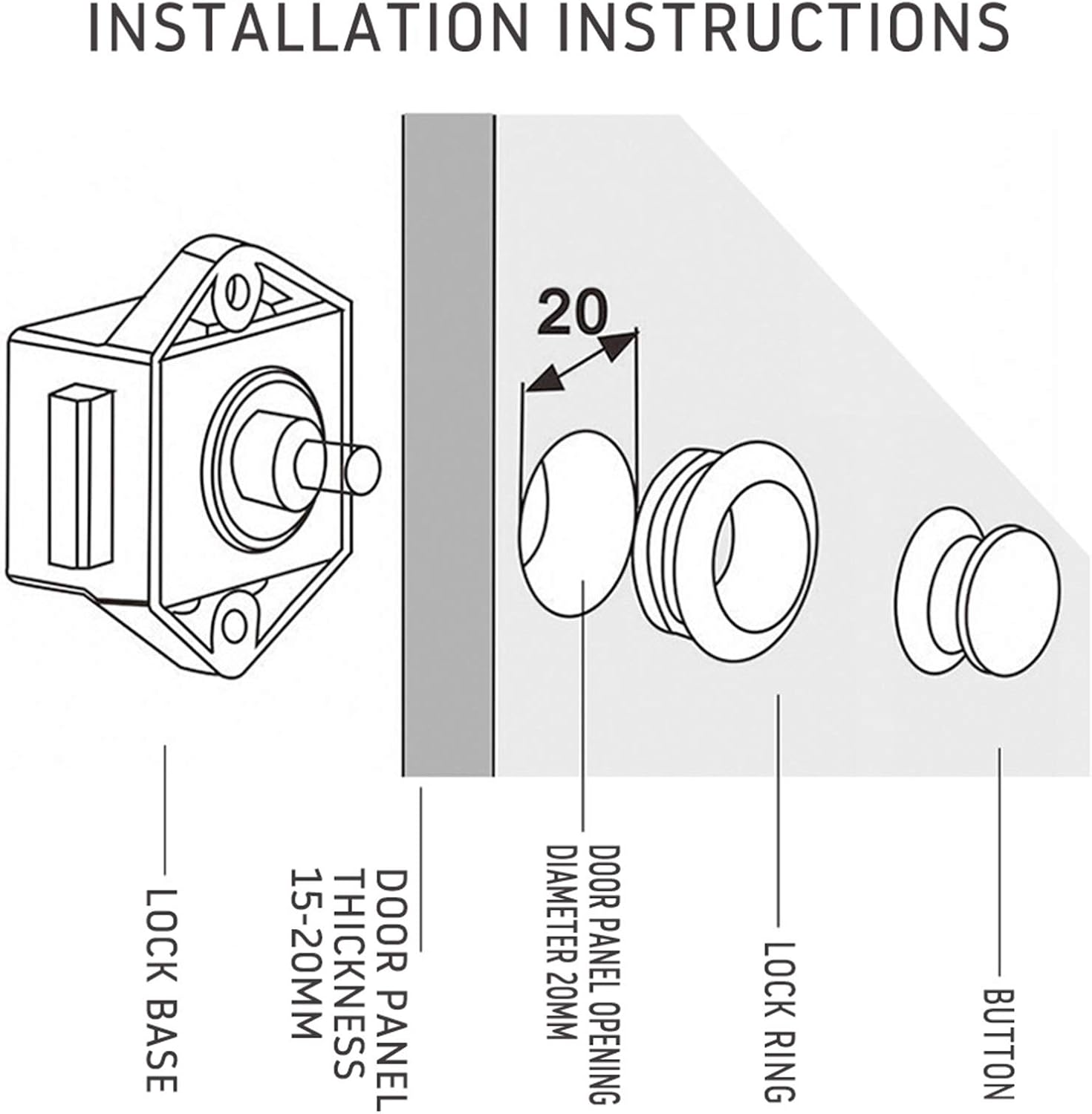5PCS Camper Car Push Lock 20mm Push Button Cabinet Door Catch Lock for RV Caravan Boat Motor Home Cabinet Drawer Latch Furniture Hardware(White)
