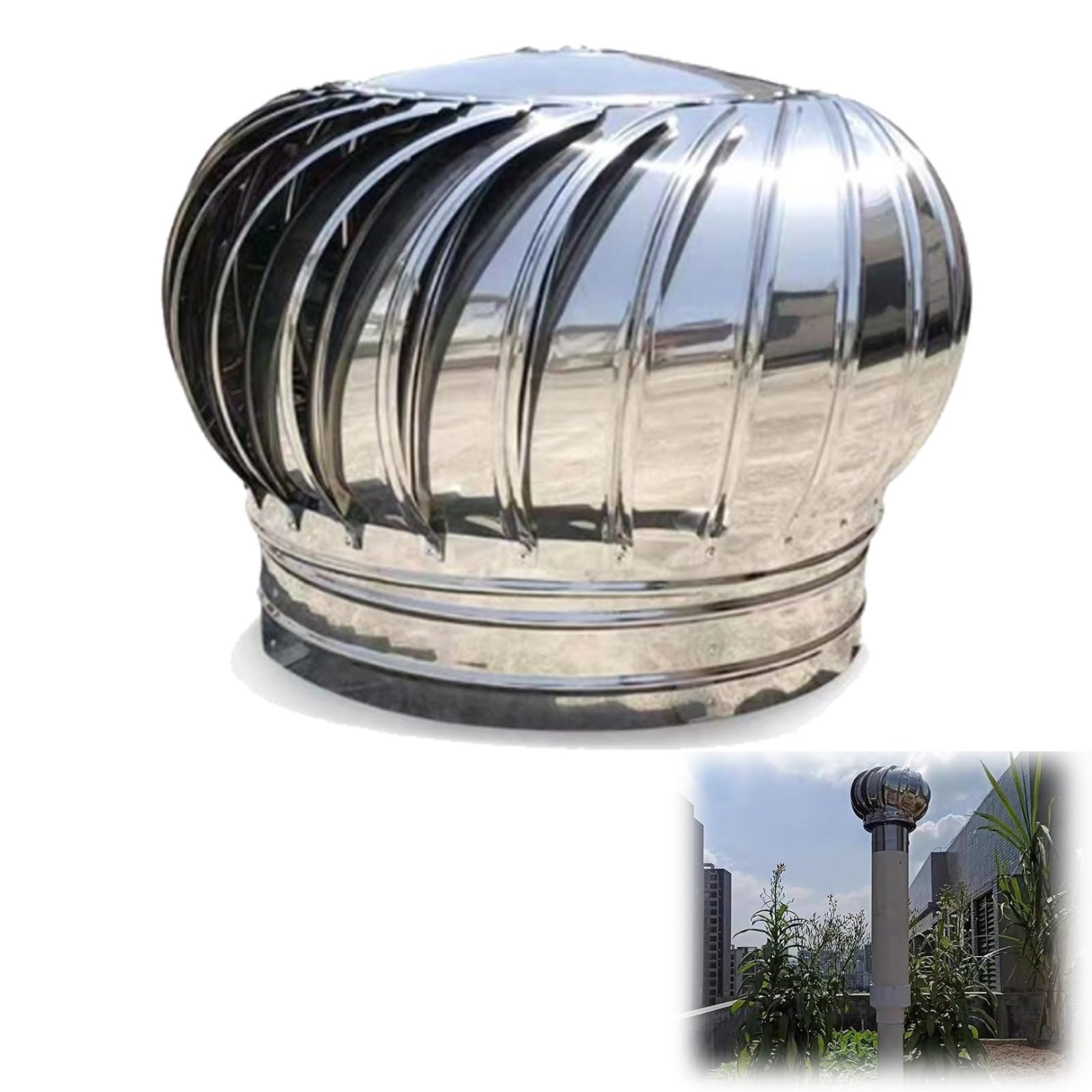 Chapeau de cheminée anti-refoulement en acier inoxydable 400mm pour toit