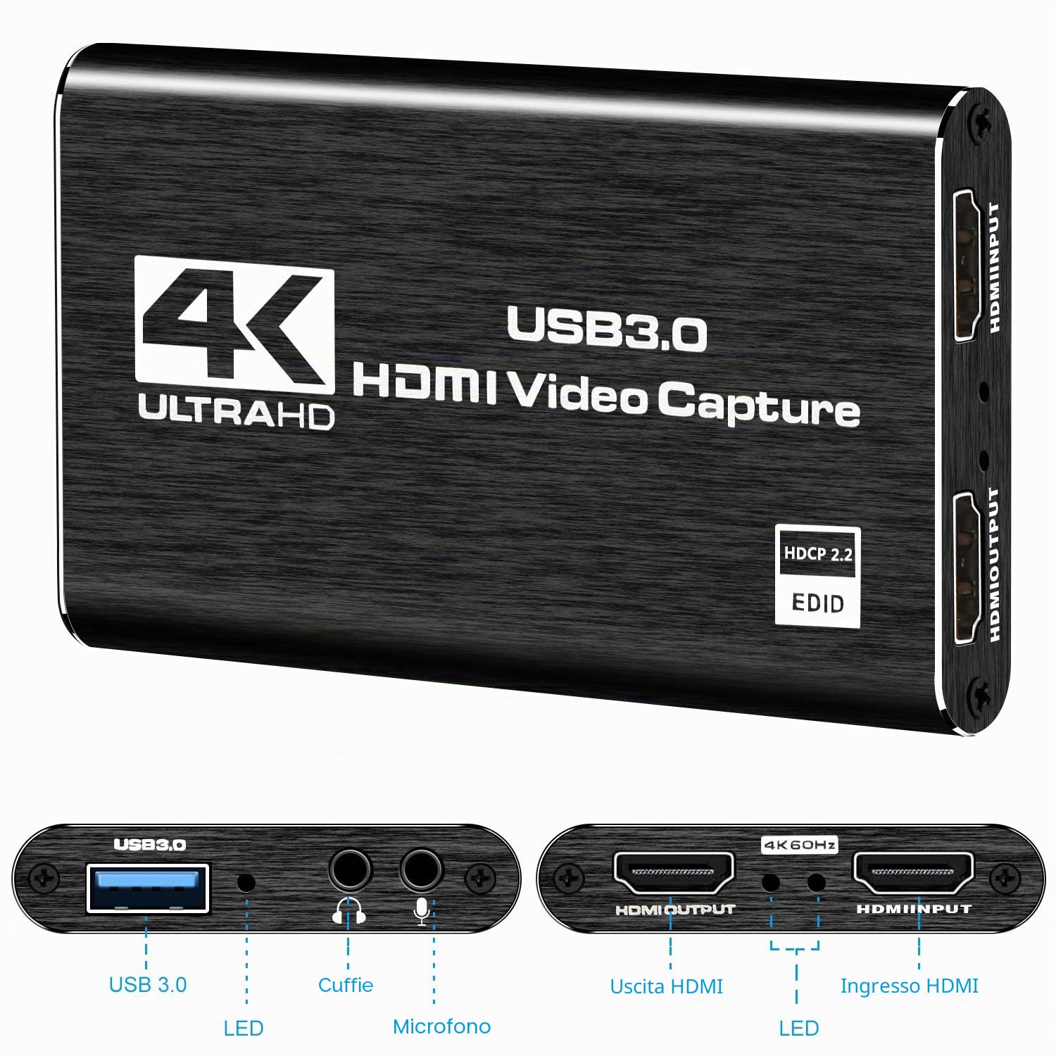Rybozen Game Capture Card USB 3.0 Video Card HD 1080P HDMI registrazione video con trasmissioni live registratore dispositivo streaming per Windows Linux OS X System