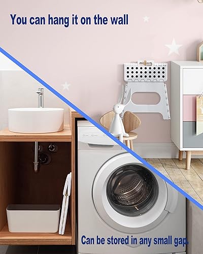 Miniatura 5 de ACKO Paquete de 2 taburetes plegables – Taburete plegable de alta calidad de 11 pulgadas de altura para niños y adultos, taburete de plástico para