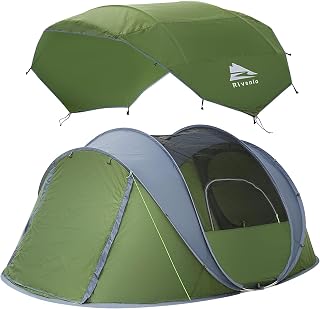 4/6 Person Easy Pop Up Tent,Camping Tent with Skylight and Rainfly,Waterproof,Quick Setup-Instant Tents for Camping Outdoor