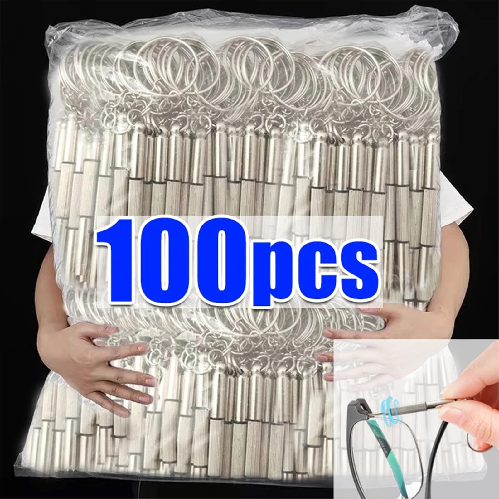 Cacciavite per occhiali Cacciavite for occhiali in acciaio for Kit di riparazione for orologi con portachiavi Utensili manuali portatili Strumenti for cacciaviti precisione(100PCS)