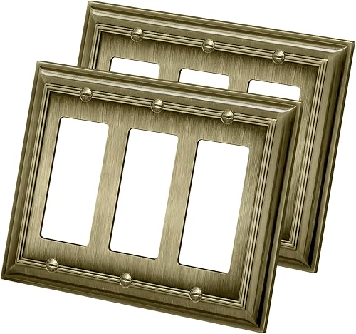 BESTTEN Grand Collection - Placa de pared decorativa de latón envejecido de aleación de zinc de 3 bandas, decoración de acero inoxidable, cubierta