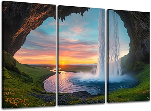 Miniatura 19 de 3 Piece Canvas Wall Art Prints Picture Retro wave synthwave vaporwave skyline scenery landscape Framed Wall Painting Modern Artwork Poster Home